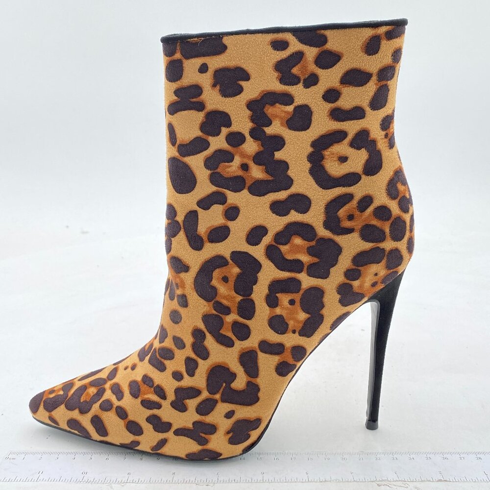 FSJ Leopard Print Ankle Bootie in Tan and Black
